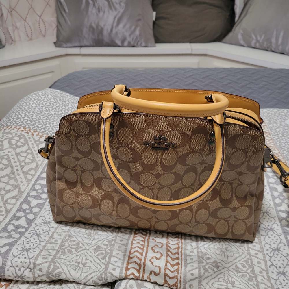 Coach Brown and Tan Signature Handbag